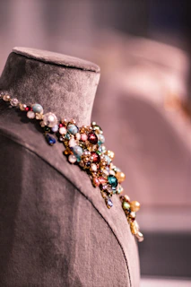 assorted-color gemstone jeweled bib necklace