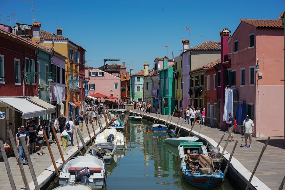 river with boats under blue sky