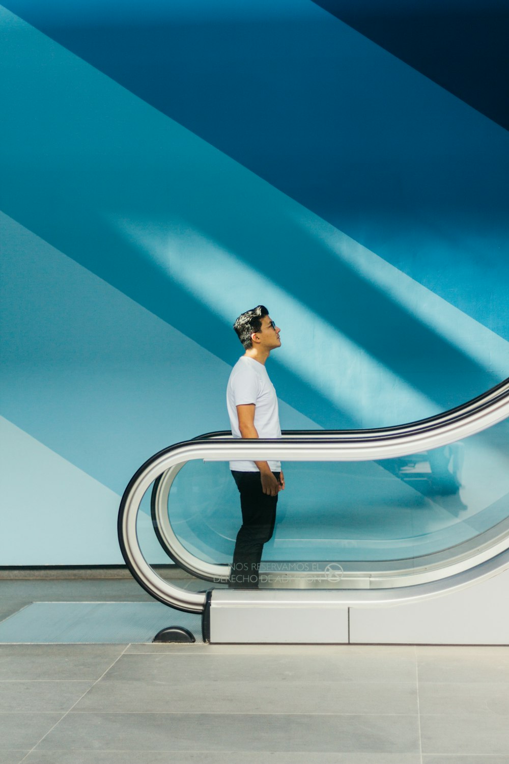 man standing on stairs