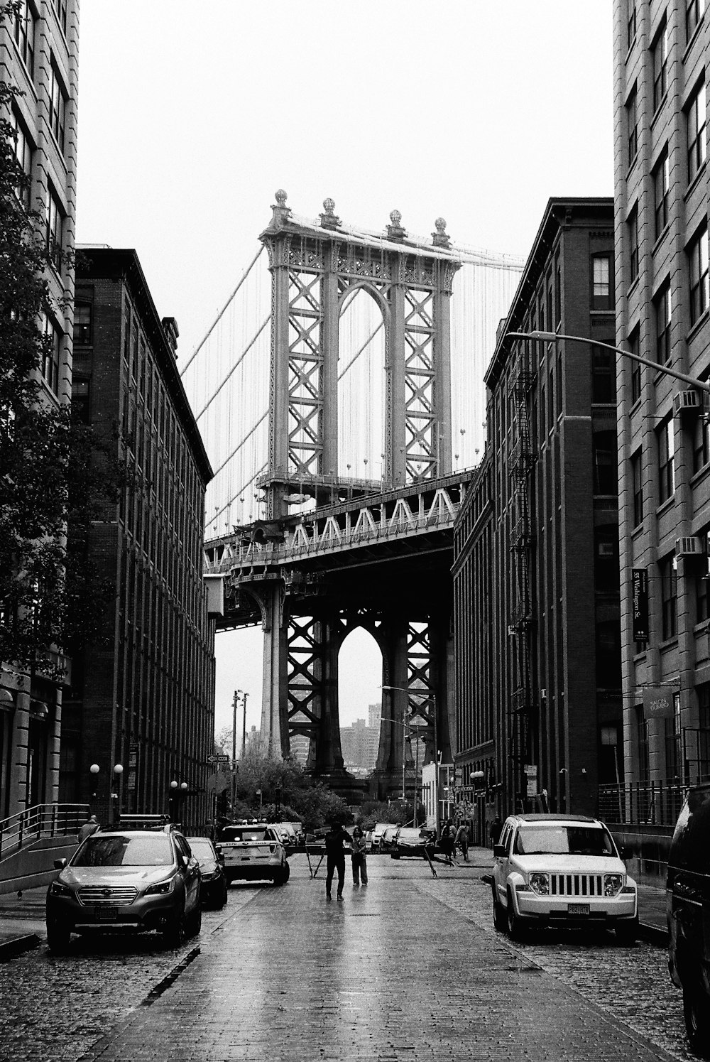 greyscale photo of buildings