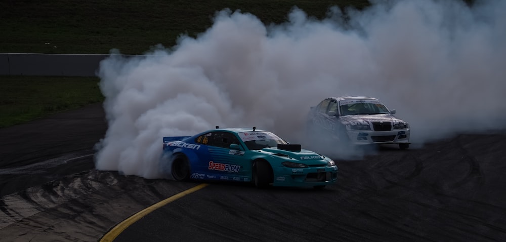 two sports car drifting