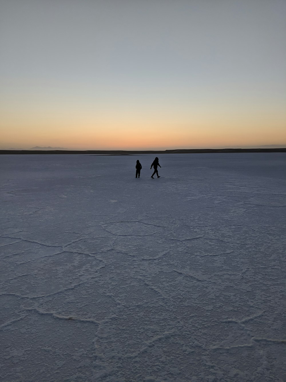 two people walking on field