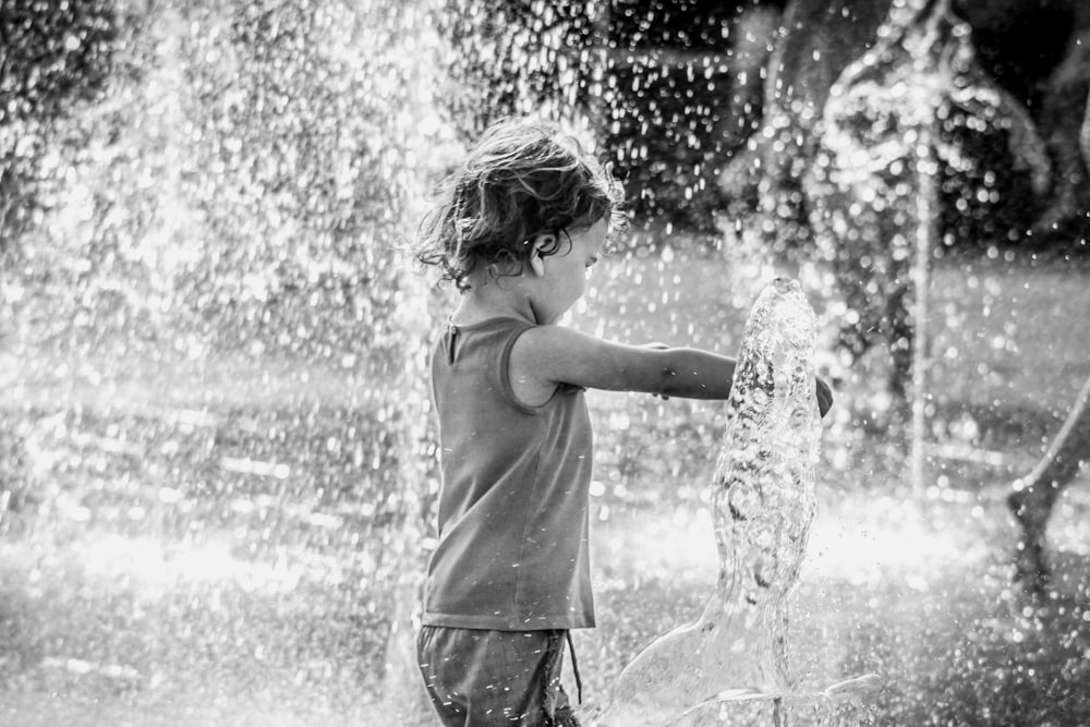 grayscale photo of boy