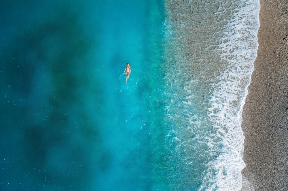 person swimming in sea