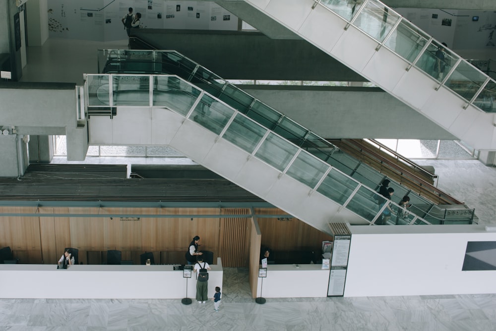 people standing on staircase