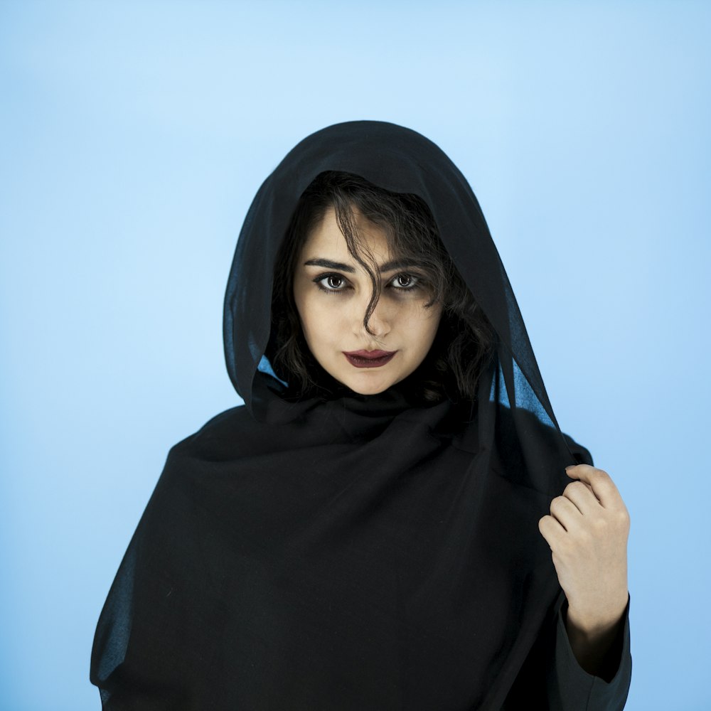 woman wearing black hijab headscarf