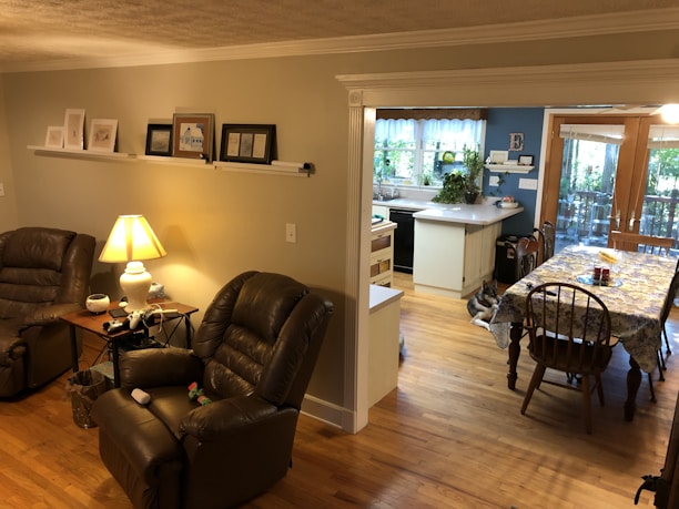 A cozy living room in a shared space at House of Hope Independent Living.
