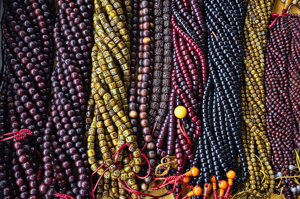 assorted-color beaded necklace lot