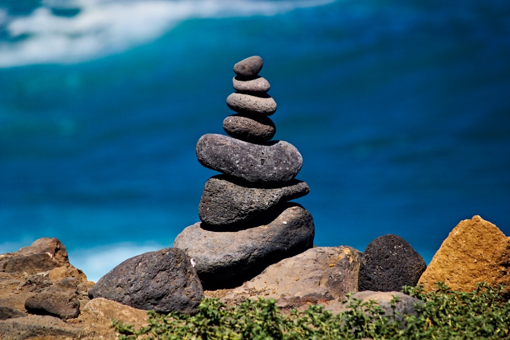 gray stacked stones photo