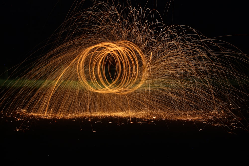 time lapse photography of fire works
