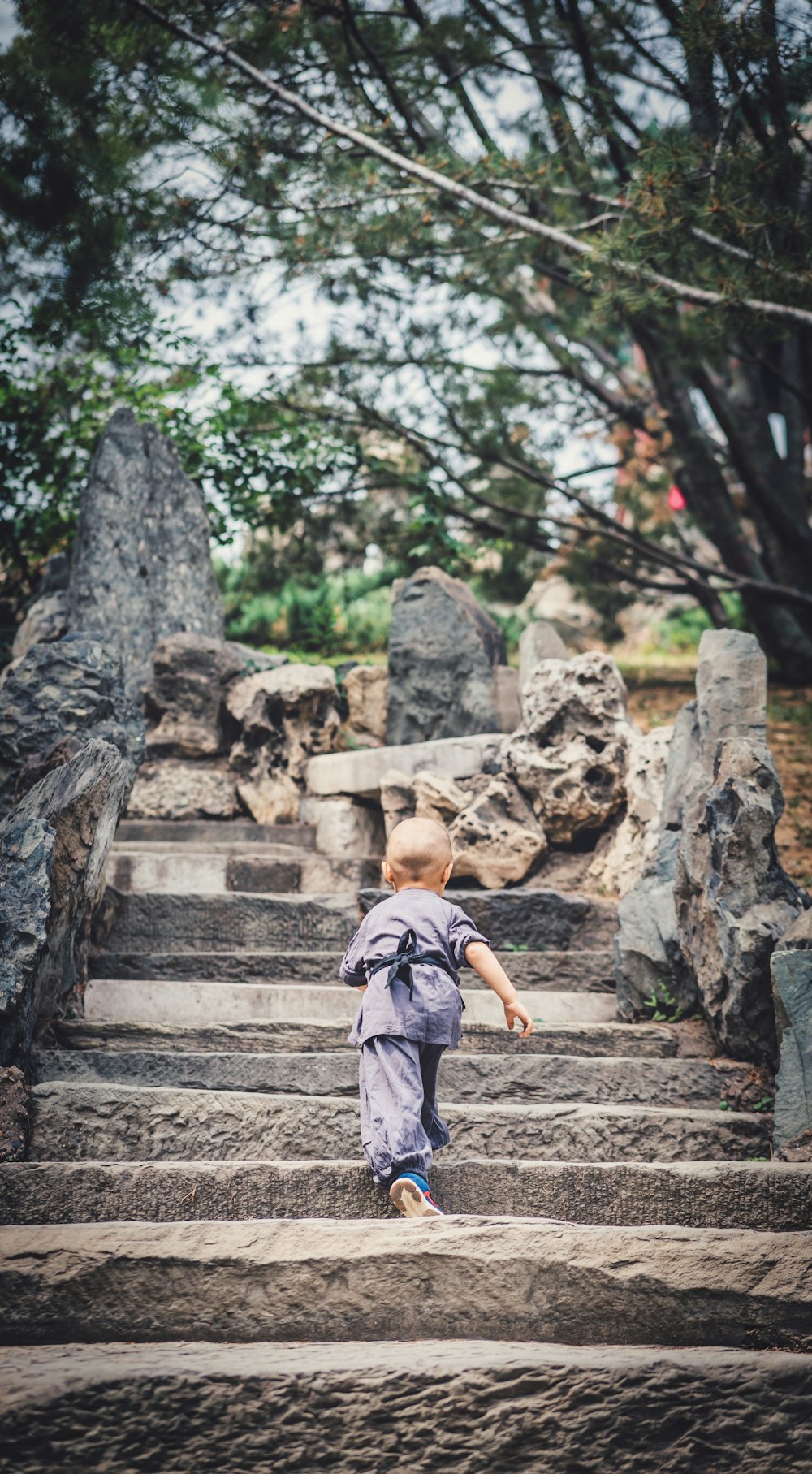 toddler walking on stairs