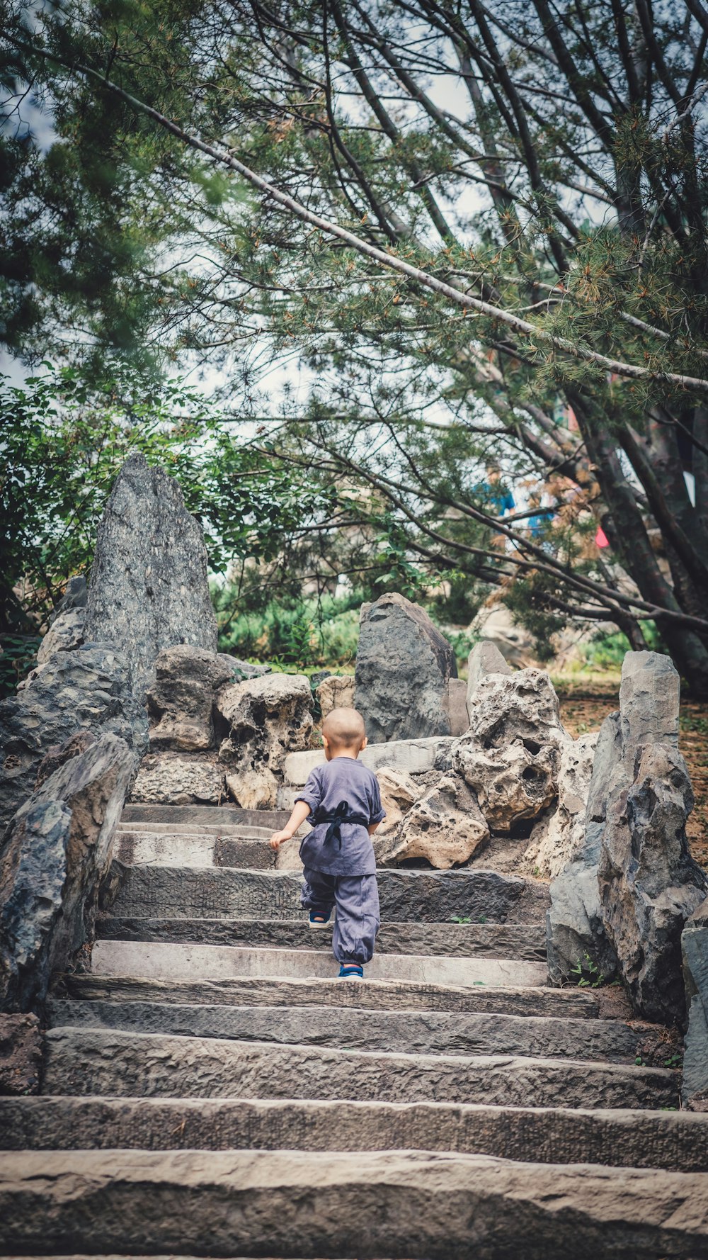 toddler walking on stairs