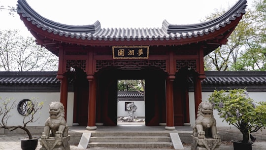 brown wooden temple in Montreal Botanical Garden Canada