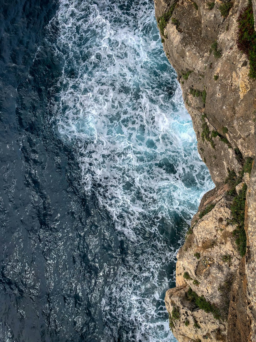 high angle photo of sea wave