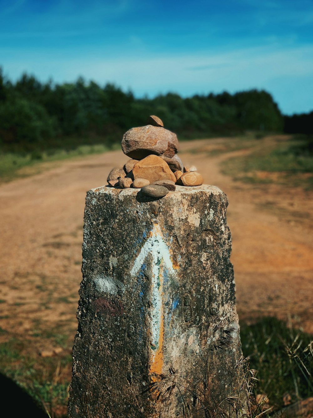 brown stones near road