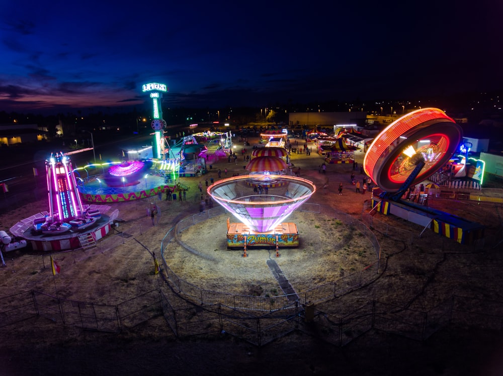 amusement park at night