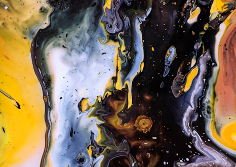 black and yellow abstract painting