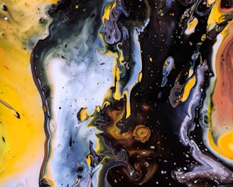 black and yellow abstract painting