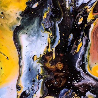 black and yellow abstract painting