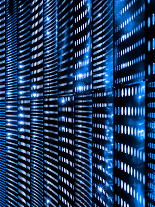 a wall that has a bunch of lights on it