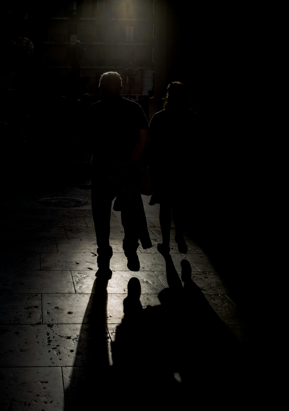 silhouette photography of two persons