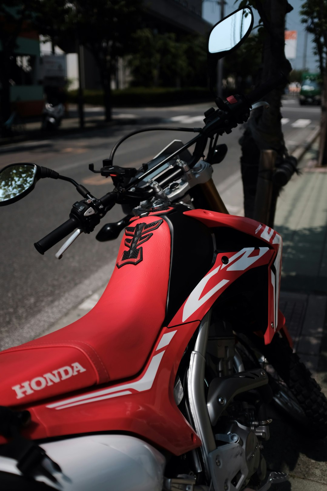 red Honda dual-sport motorcycle