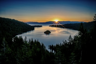 body of water during golden hour
