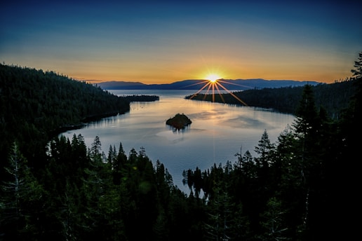 body of water during golden hour