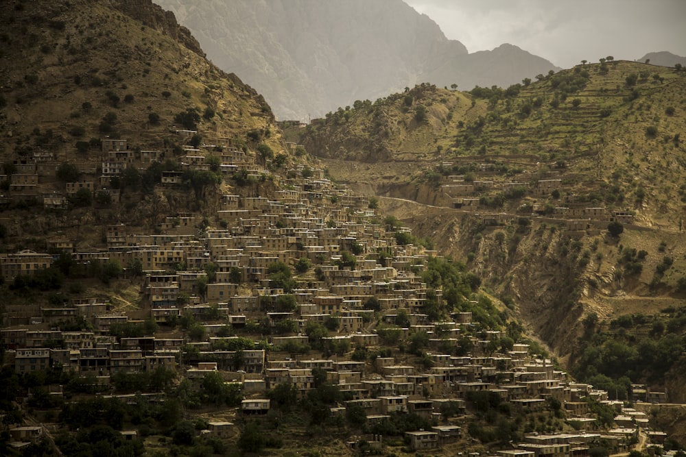 buildings in mountain cliff