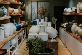 floor vase lot on desk