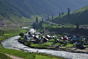 riverside houses on mountain