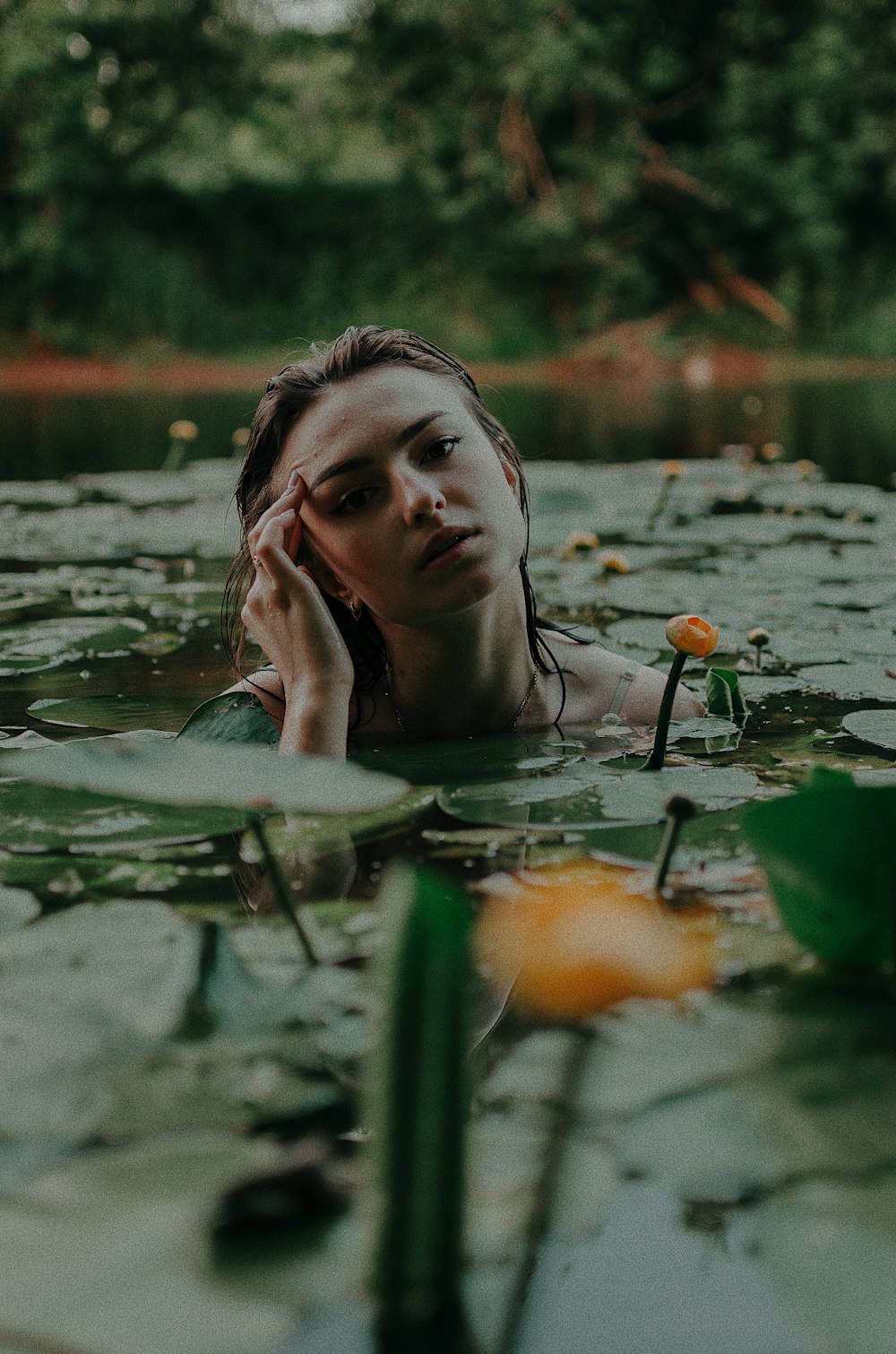 woman on pond