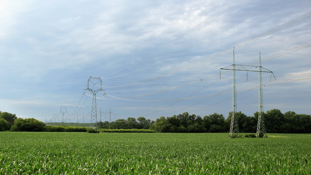 gray transmission towers