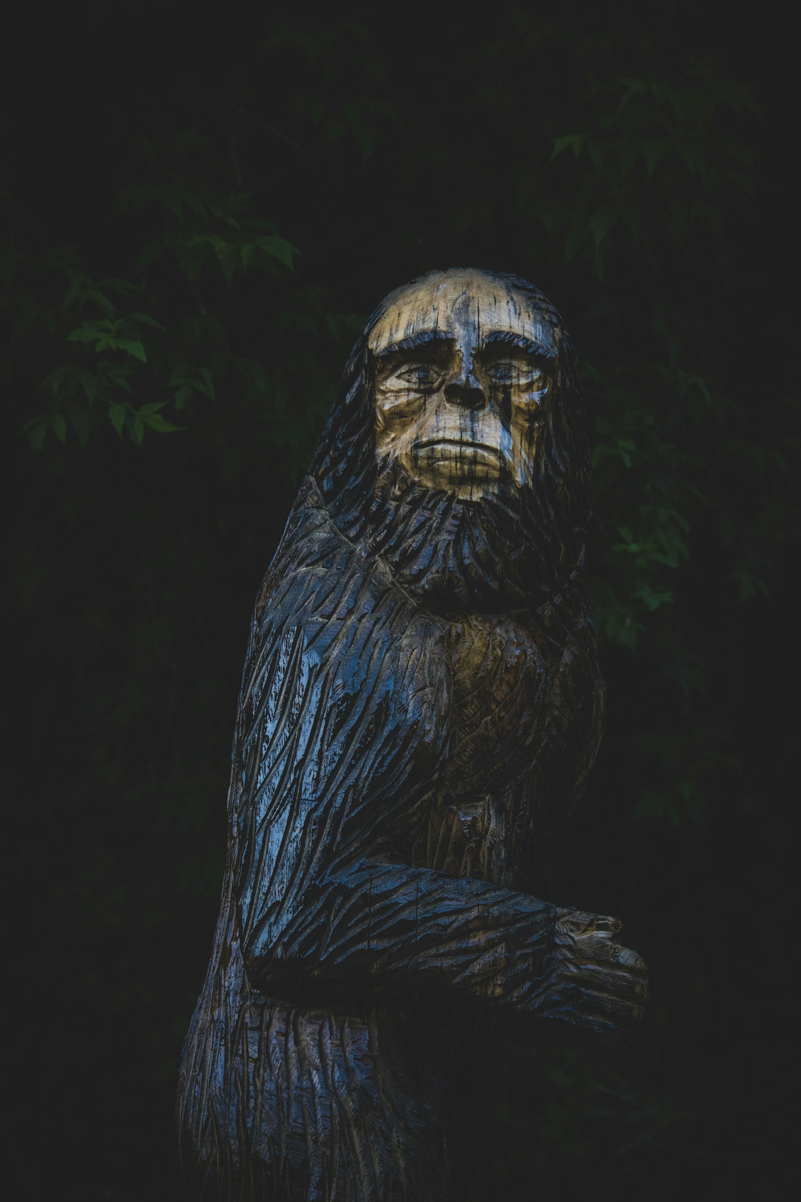 Nikon D5500 + Nikon AF-S DX Nikkor 55-300mm F4.5-5.6G ED VR sample photo. Ape figure near trees photography