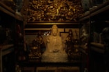 A serene image of a spiritual gathering at the center.