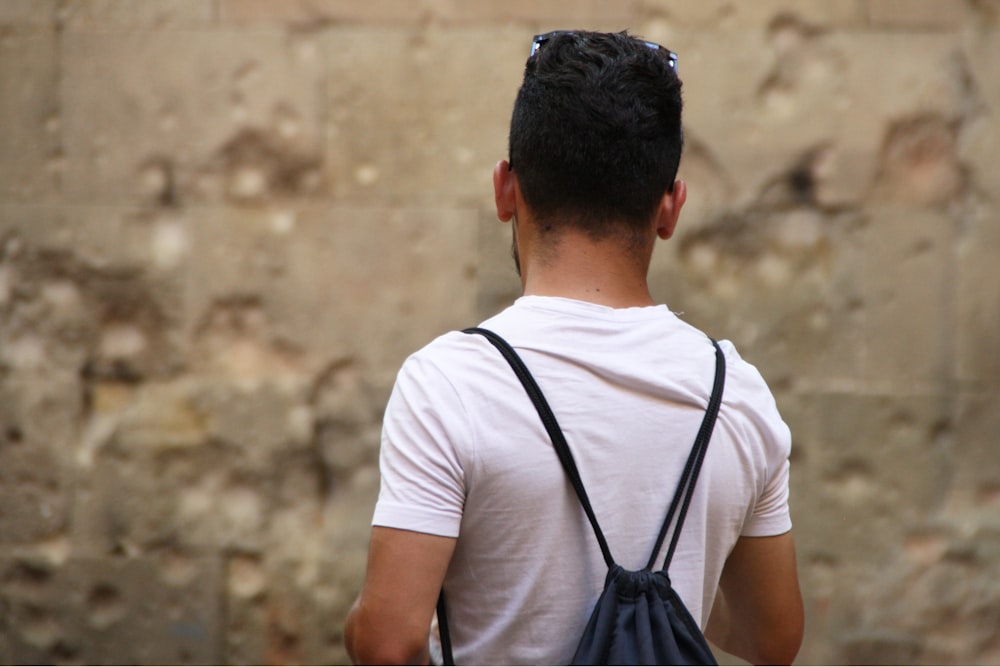 man wearing white t-shirt