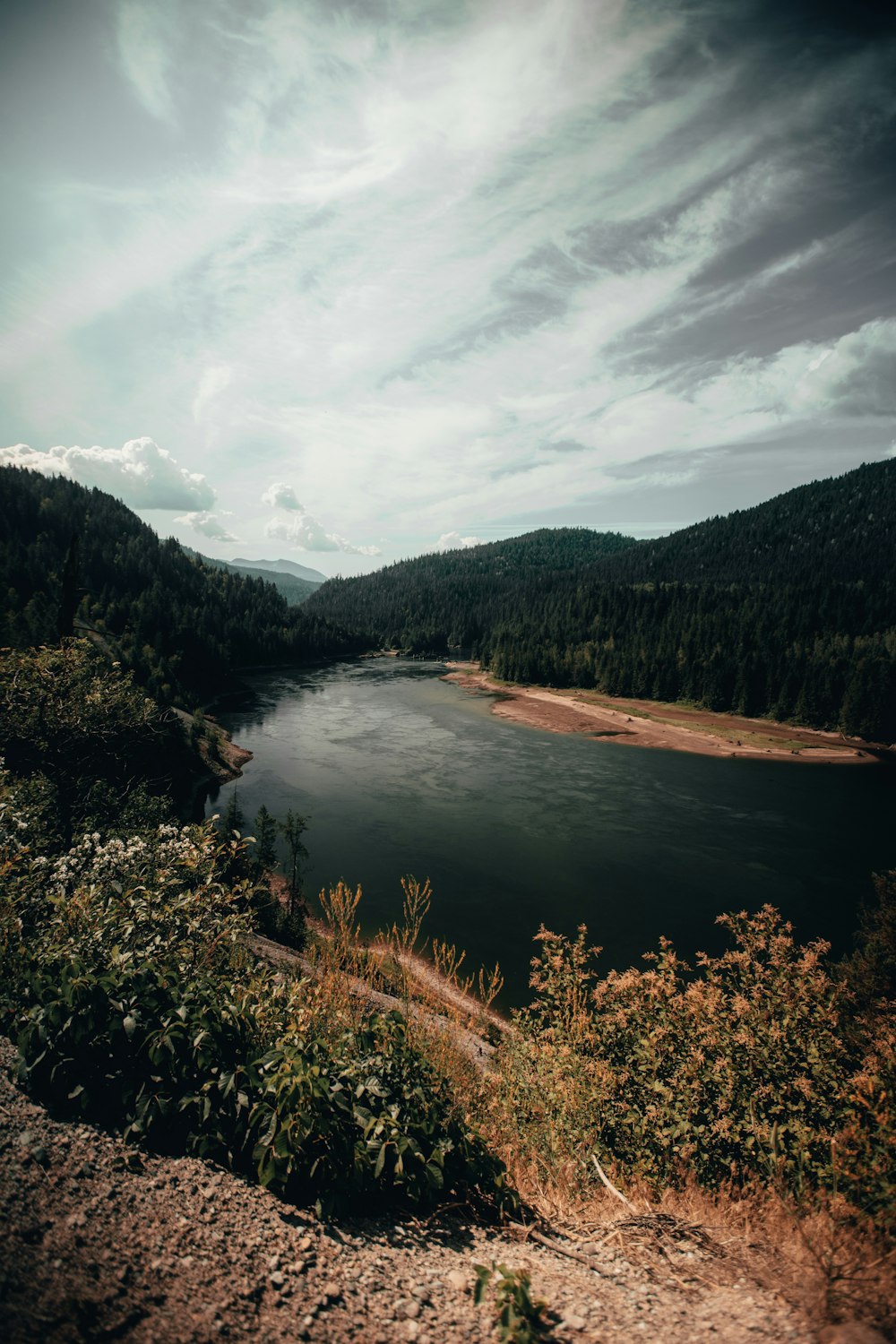 river under cloudy sky