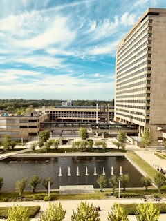 architectural photo of a beige building
