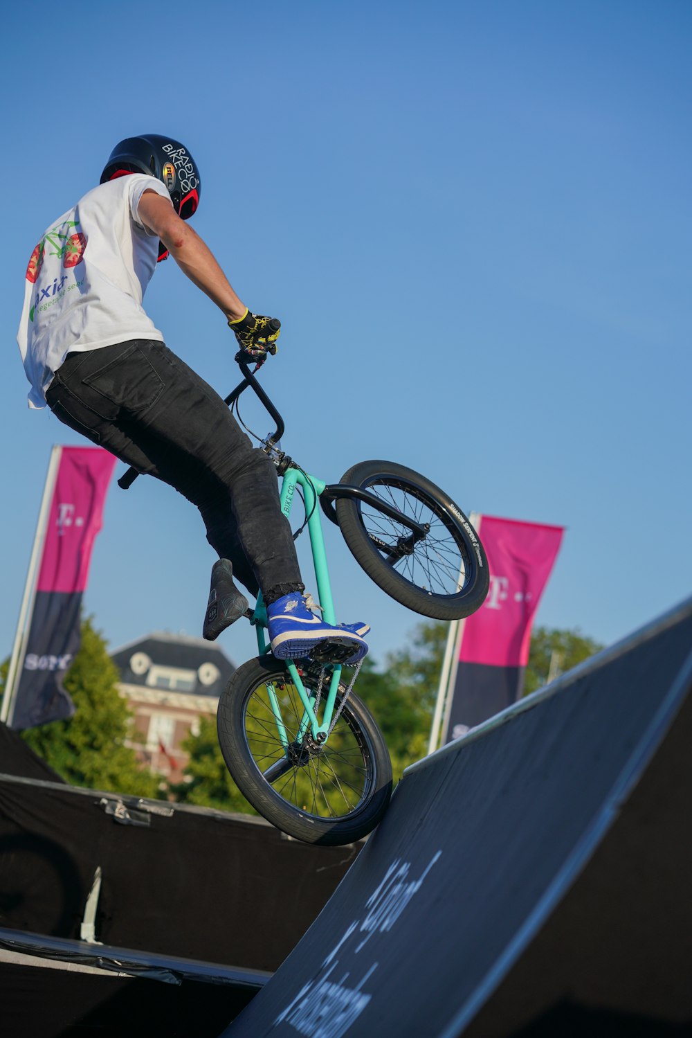 man riding BMX bike