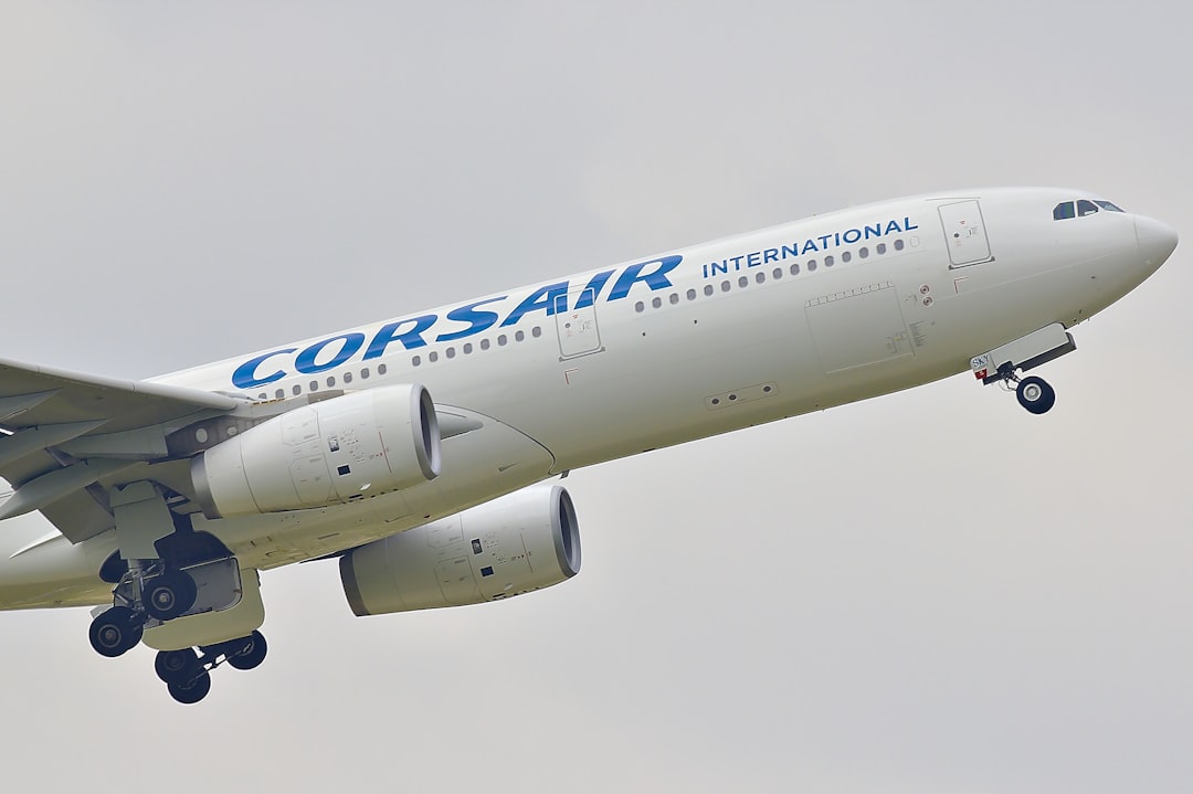 white Corsair international passenger plane, A330 Corsair Taking off
