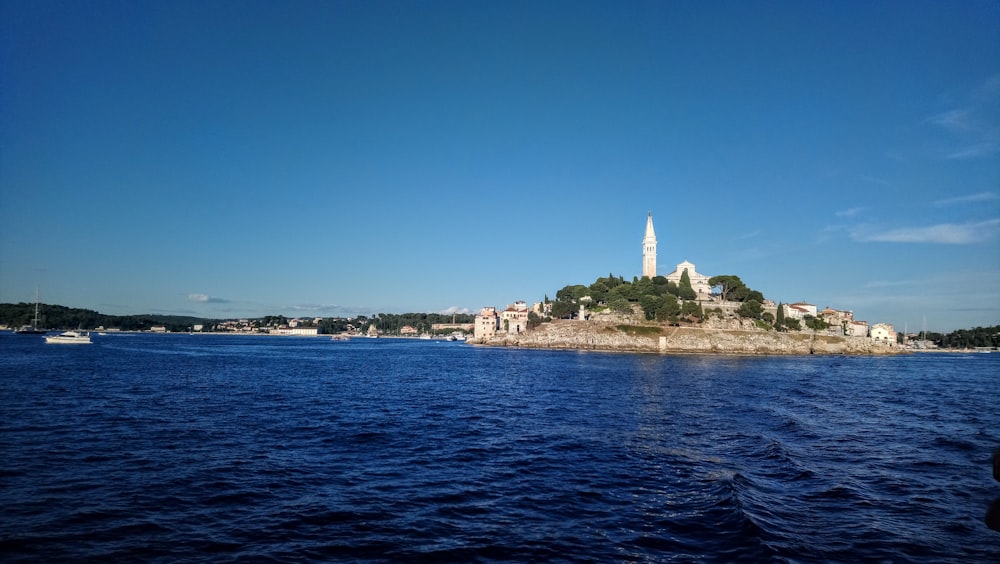 island under blue sky