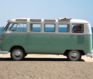 green and white van