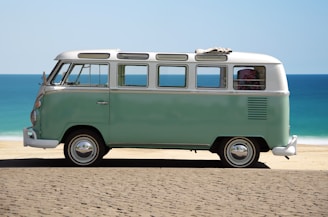 green and white van