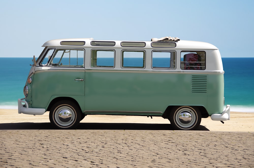 green and white van