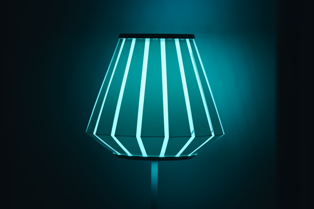 blue-lighted lamp