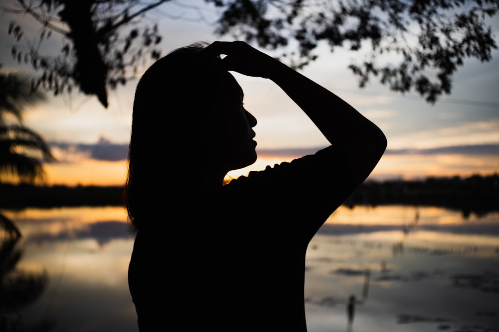 silhouette photograph of woman