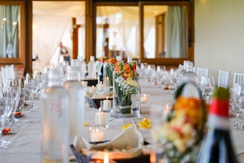 close-up photography of dining decor