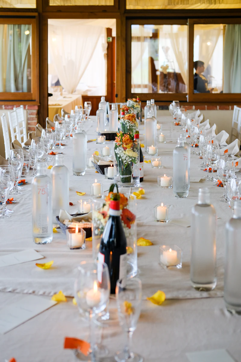 Romantic candlelit reception hall