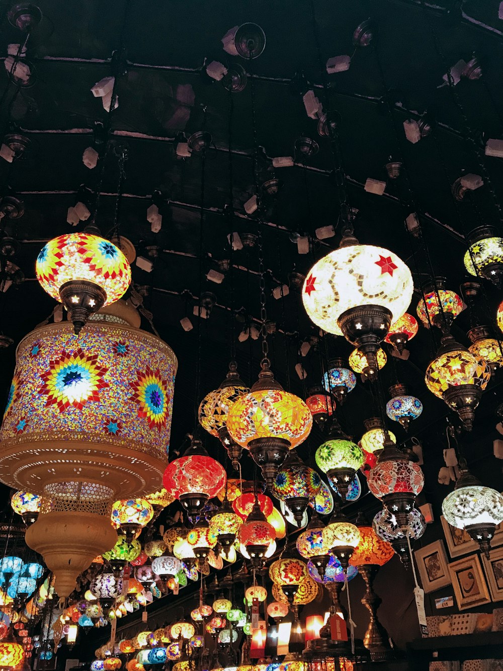 assorted-color lanterns during nighttime