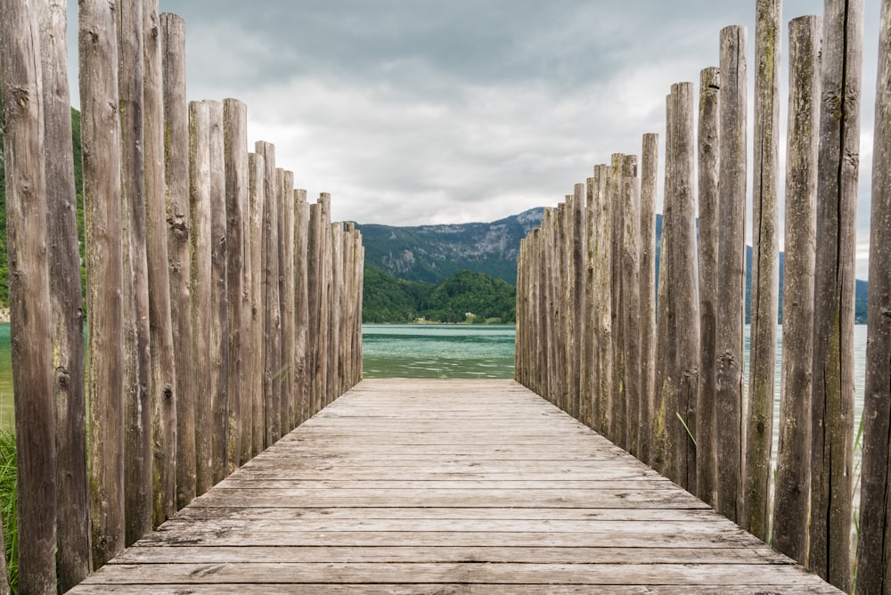 pontile in legno marrone